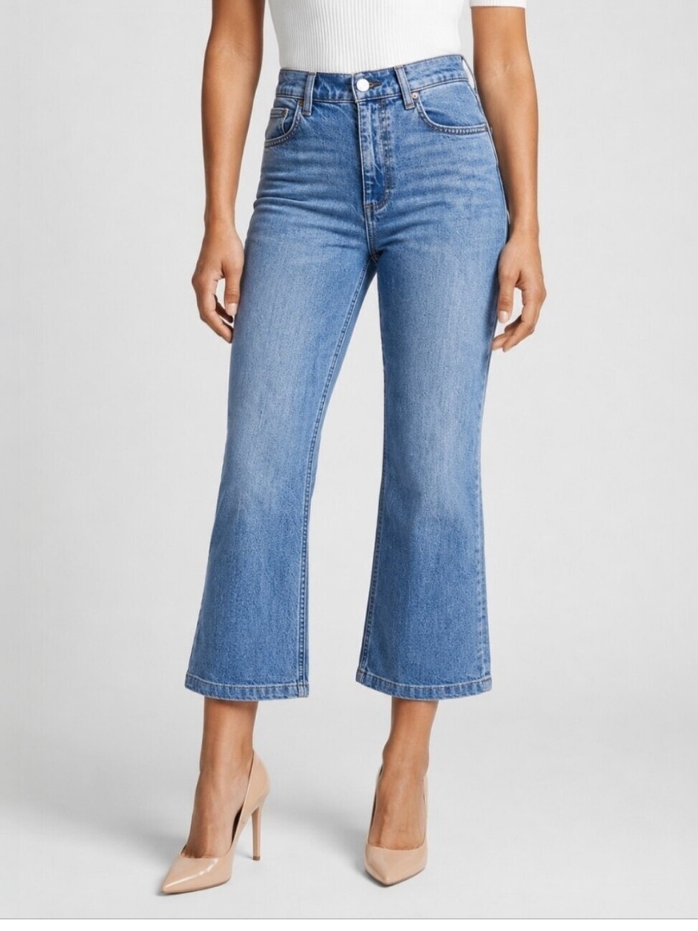 Aritzia Denim Forum Twiggy Kick Flare Jeans sz 25 Cropped High Rise 28L Inseam